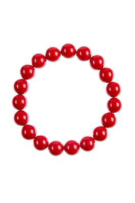 Coral Red Stone Bead Stretch Bracelet B3605