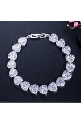 Heart Cubic Zirconia Chains Bracelet B4046