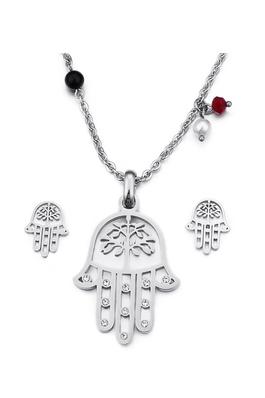 Fatima Palm Stainless Steel Necklace Set N4409