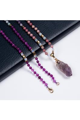 Amethyst Natural Stone Bead Long Necklace N5391