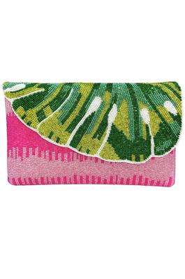MONSTERA LEAF Beaded Clutch LAC-SS-731