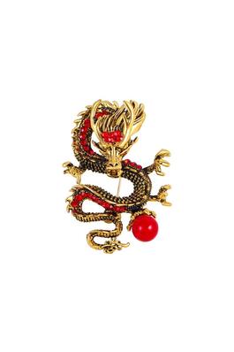 Chinese Style Dragon Rhinestone Brooch Pin PA5117