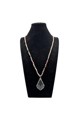 Rice Wheat Stone Bead Long Necklace N5412