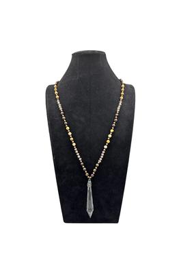 Picture Jasper Bead Long Necklace N5413