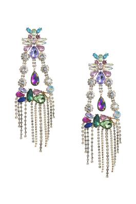 Floral Rhinestone Tassel Earrings E5964