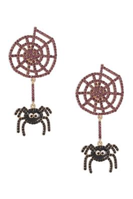 Spider Web Rhinestone Earrings E5941