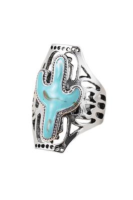 Cactus Turquoise Alloy Rings R1876