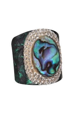 Mother Of Pearl Leather Cuff Rings R1706