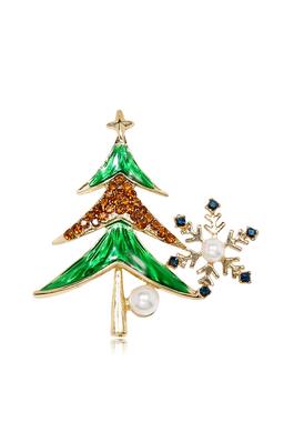 Christmas Tree Snowflake Rhinestone Pin PA4882