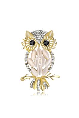 Owl Opal Rhinestone Pin PA4509