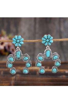 Turquoise Flower Alloy Earrings E8481