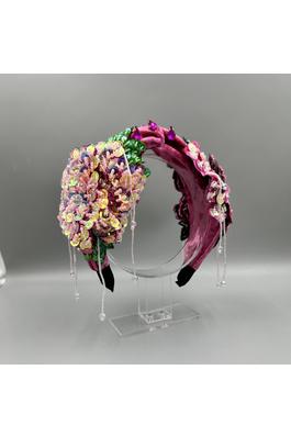 Handmade Floral Sequin Tassel Knot Headband L4884