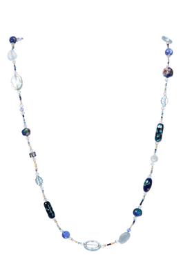 Aquamarine Glaze Crystal Long Necklace N5355