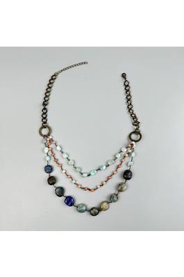 Handmade Azurite Beaded Chain Layered Necklace