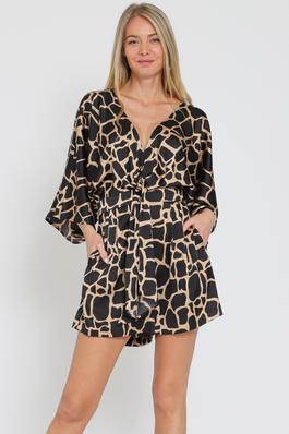 KIMONO SLEEVE TIE FRONT CHEST BACK WAISTED ROMPER