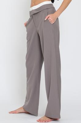 CONTRAST WAISTED DETAILING LONG PANTS 