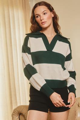 Bold Stripe Collared Sweater