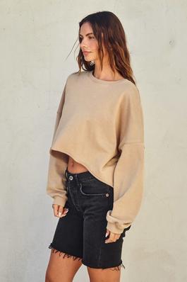 Miles Raw Hem Cropped Pullover Top
