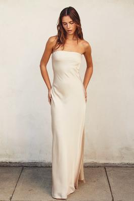 Life Of A Party Strapless Bias Cut Maxi Dress