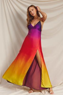 Radiance Ombre Open Back Plunging Maxi Dress