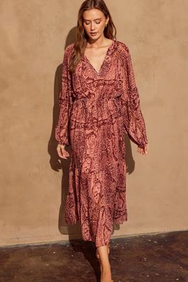 Marrakech Bubble Sleeve Tiered Dress