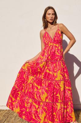 My Desire Lace Trim Tiered Maxi Dress