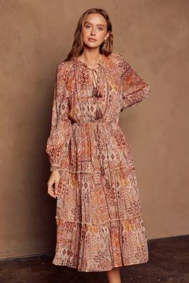 Sunset Tie-Front Tiered Dress