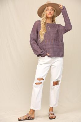 SWEATER IN POINTELLE WITH DOLMAN.