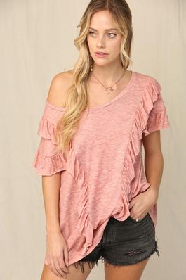 RUFFLE FRONT TOP.