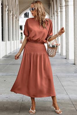 2 Pieces Round Neck Solid Dress Sets