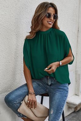 Solid Cape Short Sleeve Loose Top