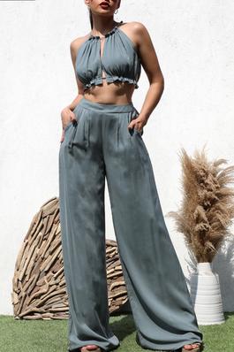 WOVEN  TOP AND PANT SET 