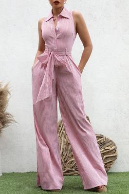 PRINTED BUTTON DOWN JUMPSUIT