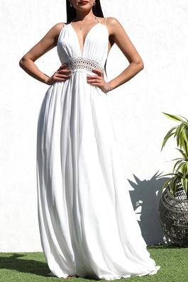 LACE OVERLAY BACKLESS MAXI DRESS