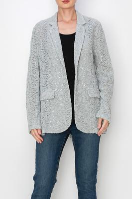 LACE AND SEQUIN BLAZER JACKET