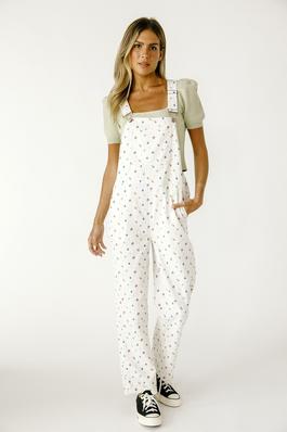 MULTI COLORED TINY FLOWER PRINT OVERALL PANTS 