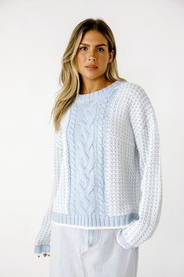 DOUBLE COLORED THICK KNIT SWEATER 