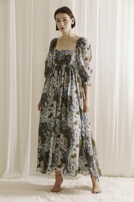 FLORAL BABY DOLL MAXI DRESS 