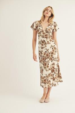 REALISTIC FLORAL FITTED MAXI DRESS 