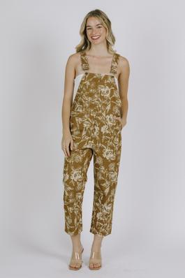 FLORAL SCREEN PRINT OVERALL PANTS 