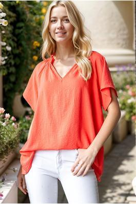 FRILL COLLAR SOLID FLARE TOP
