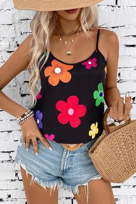 VCAY LADIES CAMISOLE TOP WITH RANDOM PRINT AND THIN SHOULDER STRAPS