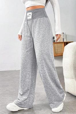 EZWEAR WOMEN S KNIT HIGH WAISTED JOGGERS WITH LETTER PATCH DESIGN