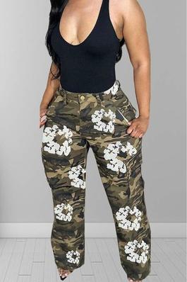FLORAL CAMOUFLAGE CARGO PANTS