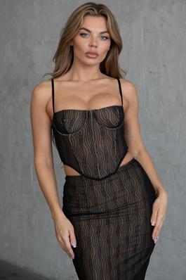  Stretch Embroidered Mesh Cami Top