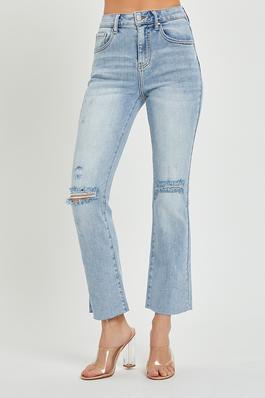 HIGH RISE-CROP STRAIGHT-VINTAGE WASHED JEANS