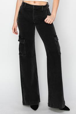 HIGH RISE-WIDE LEG-CARGO JEANS