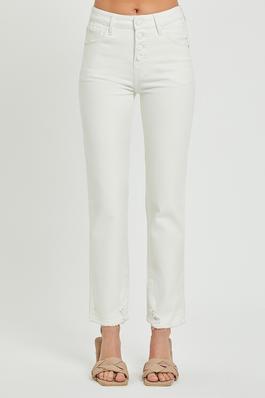 MID RISE-CROP SLIM TAPERED-BUTTON DOWN PANTS