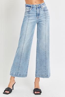 HIGH RISE-CROP WIDE JEANS