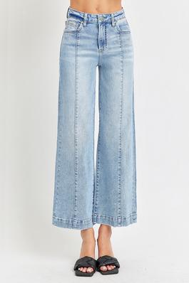 PLUS SIZE HIGH RISE-CROP WIDE JEANS